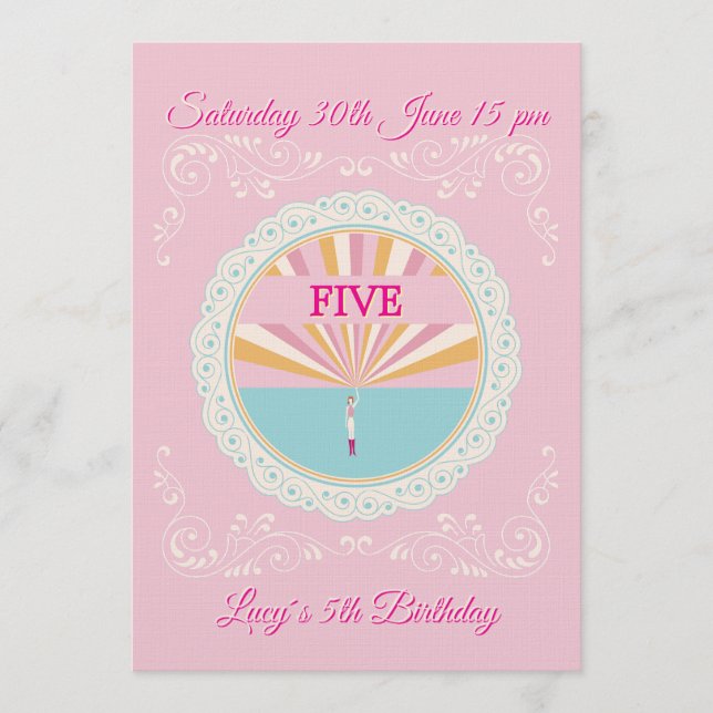Convites Happy Birthday Fun Invitation Card, Pink RSVP (Frente)