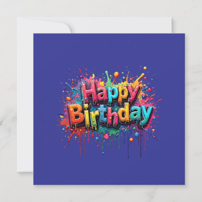 Convites Happy Birthday Graffiti Invitation (Frente)