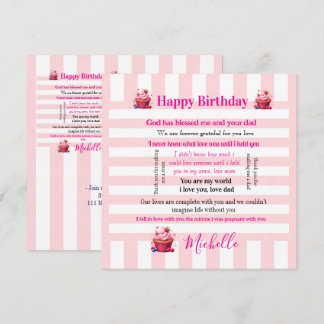Convites Happy Birthday Invitation Pink & White Stripe