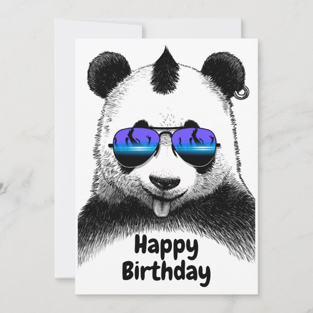 Convites Happy Birthday Punk Panda (Frente)