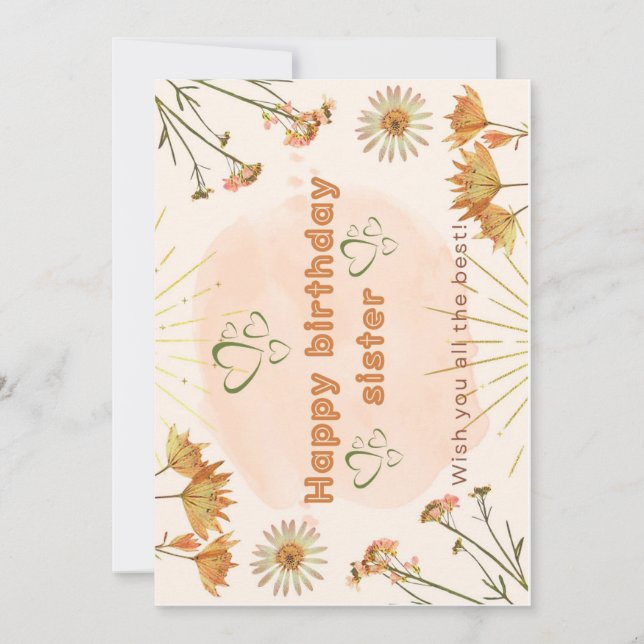 Convites Happy birthday sister greetings (Frente)