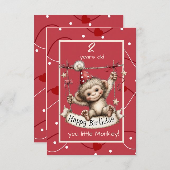 Convites Happy Birthday You Little Monkey (Frente/Verso)