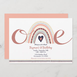 Convites Happy Boho Rainbow Modern 1 primeiro aniversario P