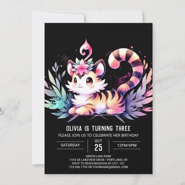 Convites Happy Castle Tiger Birthday (Frente)