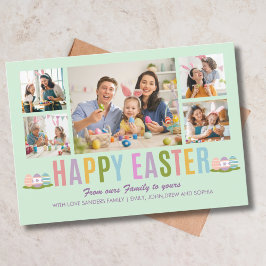 Convites Happy Easter Family Photo Collage Green