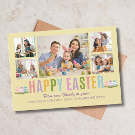 Convites Happy Easter Family Photo Collage Yellow