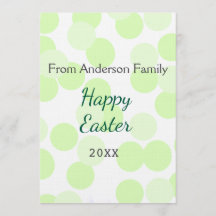 Happy Easter gray green polka dots family name