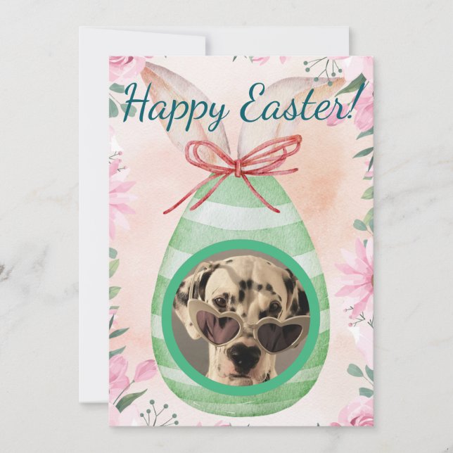 Convites Happy Easter - green egg photo (Frente)