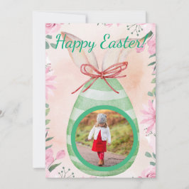 Convites Happy Easter- green egg with photo Invitation