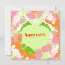 Convites Happy Easter Invitation Card – Cute Bunny Floral 