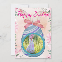 Convites Happy Easter - purple blue egg with photo