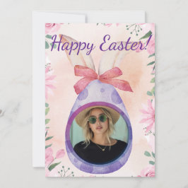 Convites Happy Easter - purple egg with photo
