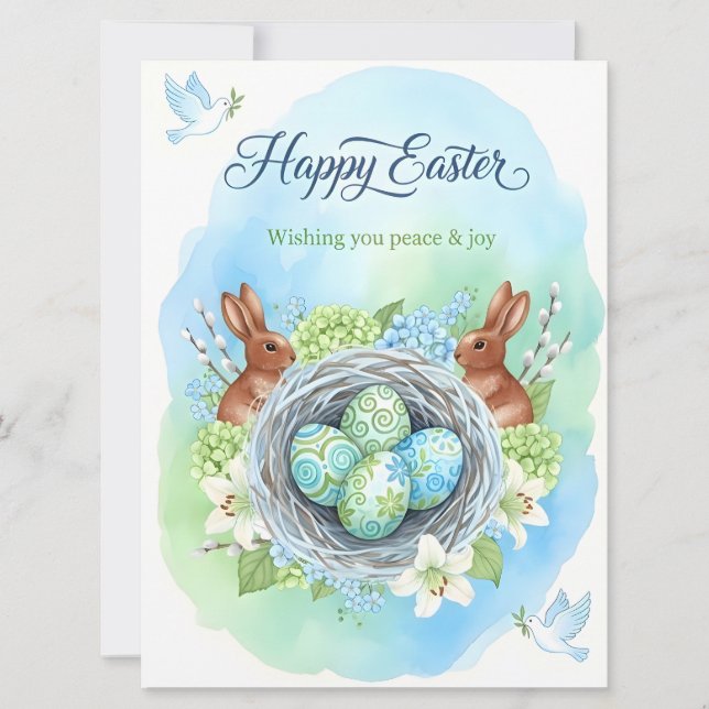 Convites Happy Easter Watercolor Card (Frente)