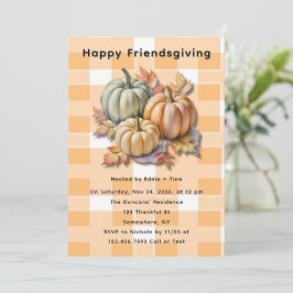 Convites Happy Friendsgiving Pumpkins & Autumn Leaves