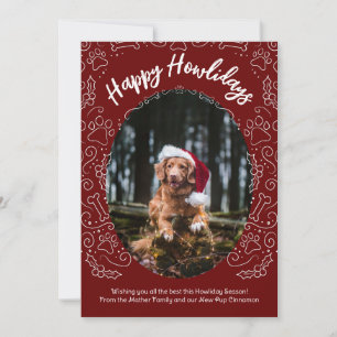 Convites Happy Howlidays Dog Pet Christmas Card Dark Red