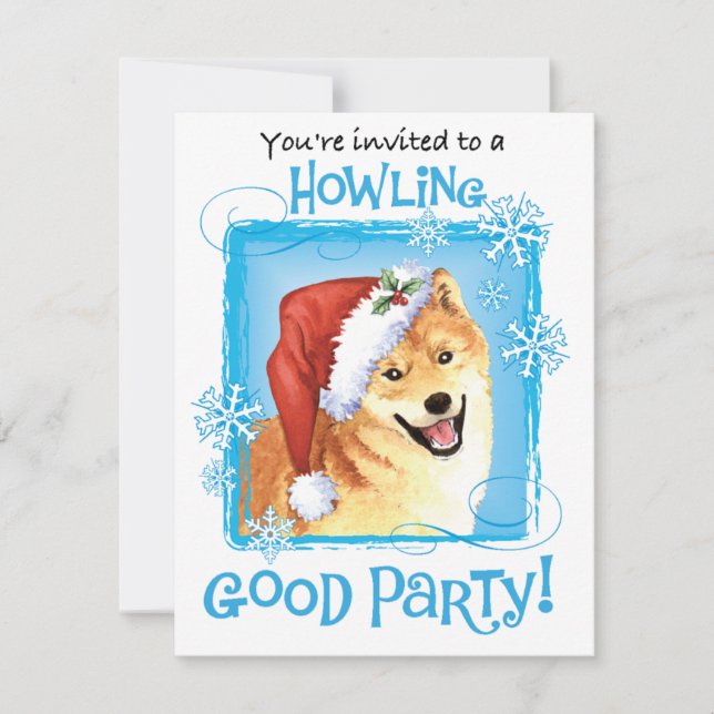 Convites Happy Howlidays Shiba Inu (Frente)