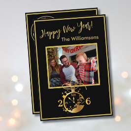 Convites Happy New Year's 4 Photo Clock Card