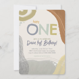 Convites Happy One First Birthday Photo boy Invitation