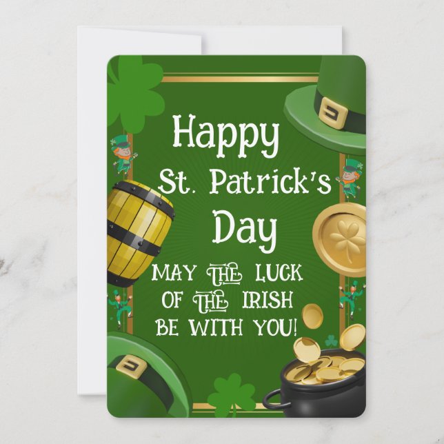 Convites Happy St. Patrick's Day - Irish Blessing & Ornate (Frente)
