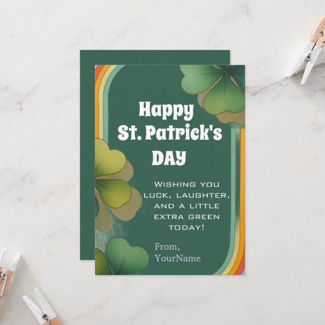 Convites Happy St. Patrick's Day Shamrock Greeting Card (Frente/Verso In Situ)