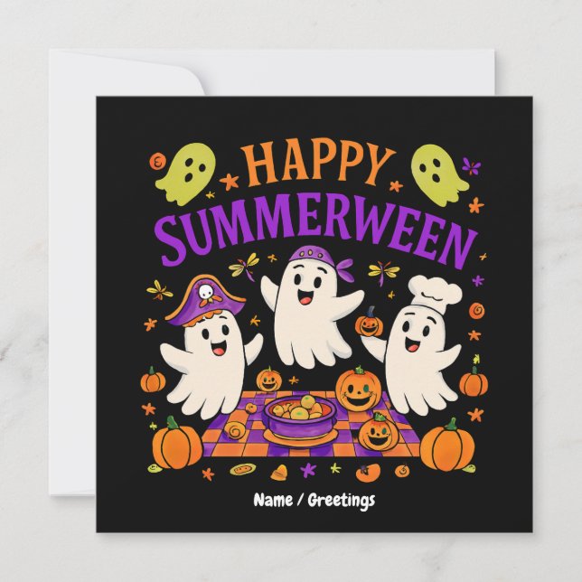Convites Happy SummerEntre Halloween Spooky Summer Ghost (Frente)
