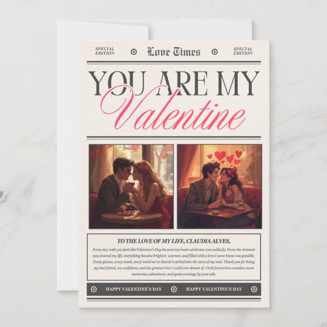 Convites Happy Valentine’s Day Romantic Wall Art  (Frente)