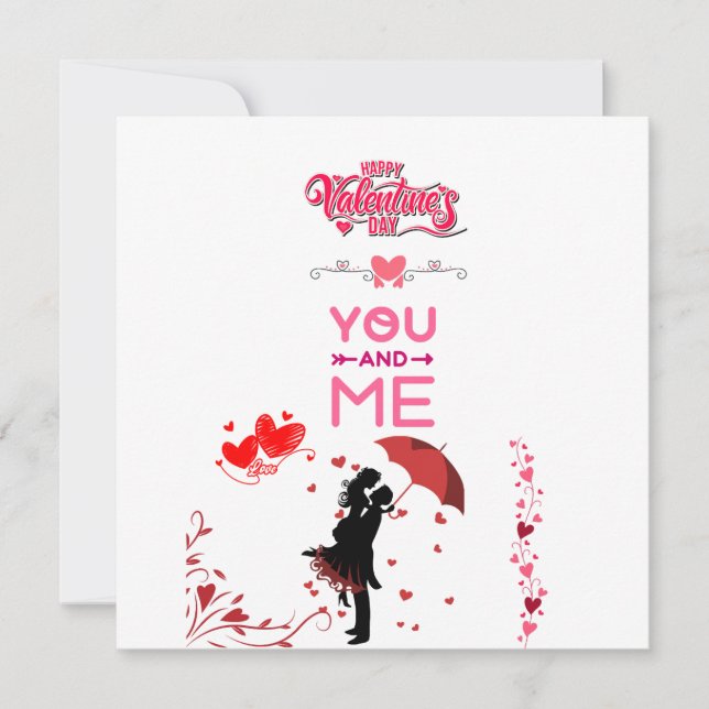 Convites Happy Valentine’s Day – You and Me Romantic Love  (Frente)