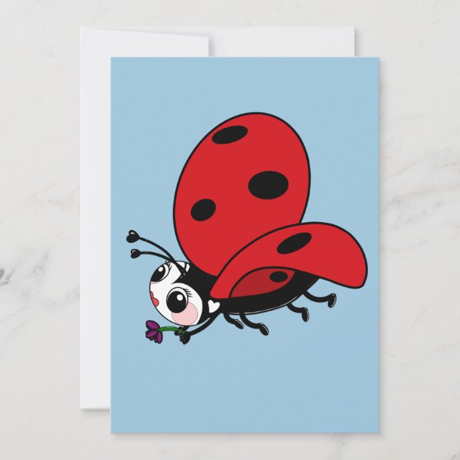 Convites Happy Wings Ladybug (Frente)