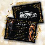 Convites Harlem Nights Speakeasy Flapper Excelente Gatsby<br><div class="desc">Maravilhosa Flapper Negra Americana Africana de 1920 e um cavalheiro em um terno preto de três peças e que o convida para um Excelente Gatsby, Roaring 20s ou Speakeasy Party ou Harlem Nights. Excelente de aniversário, janto de ensaio, chá de casais, etc. Bonito arte falsa com destaque na Deco sobre...</div>