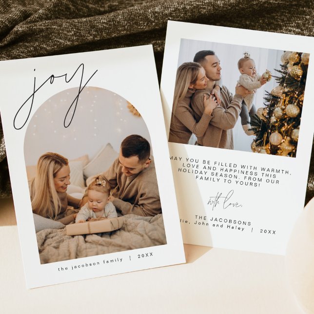 Convites HARLOW Joy Edgy Modern Arch Photo Holiday Invitati (Criador carregado)