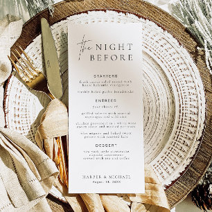 Convites HARLOW Modern Na Noite Antes Do Teste Menu Card