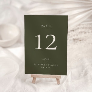 Convites HARMONY Olive Green Table Number Card