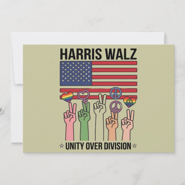 Convites Harris Waltz 2024 Unity Over Division (Frente)