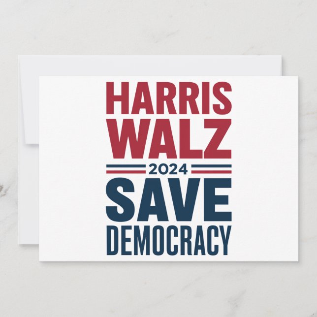 Convites Harris Walz Salvar Democracia (Frente)