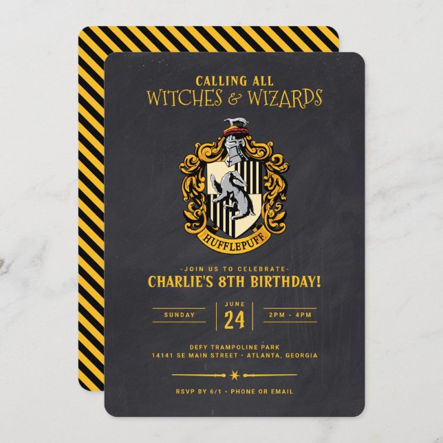 Convites Harry Potter Birthday | Quadro de chaleiras (Frente/Verso)