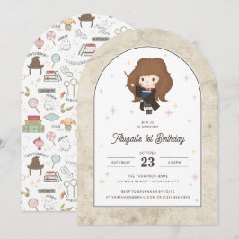 Convites Harry Potter | Chibi Hermione Mago Aniversário