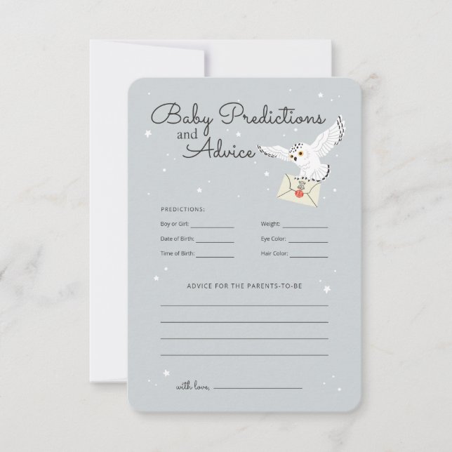Convites Harry Potter Hedwig - Previsões e Dicas para Bebês (Frente)