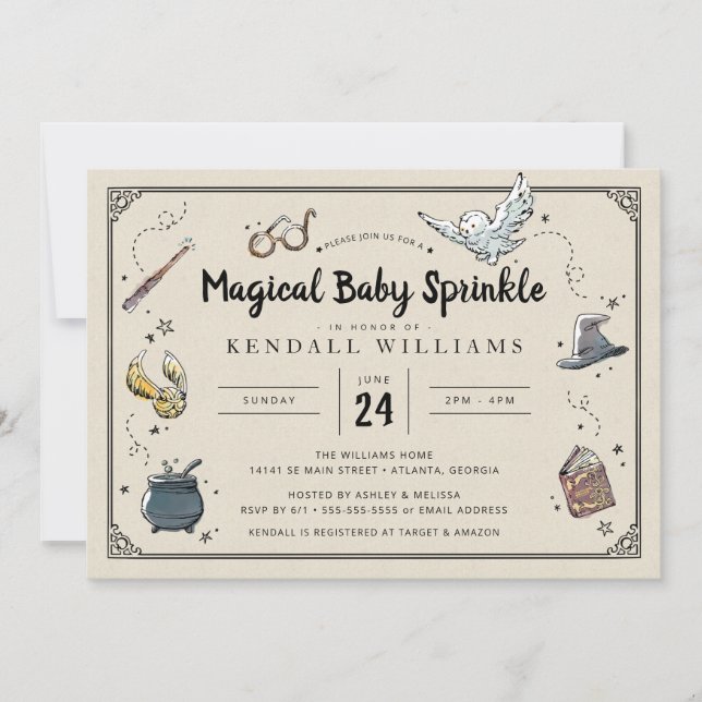 Convites Harry Potter Magical Baby Sprinkle (Frente)