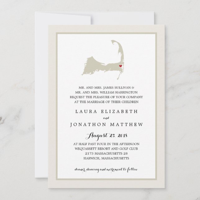 Convites Harwich Wequassett Cape Cod | Casamento (Frente)