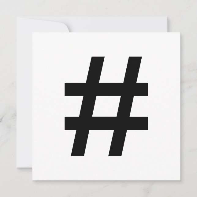 Convites #HASHTAG - Símbolo de Hash Preto (Frente)