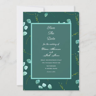 Convites Hastes de Aquarela Jardim Azul Casamento Salve a D