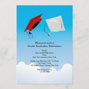 Convites Hat De Graduação Dupla Toss 3 Vertical