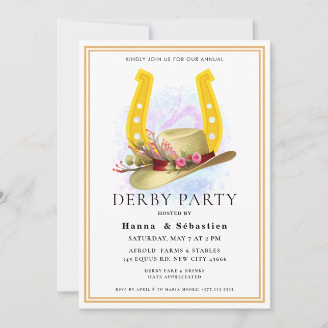 Convites  Hat  Derby Party Equestrian (Frente)