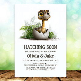 Convites Hatching Soon Cute Dinosaur Baby Shower