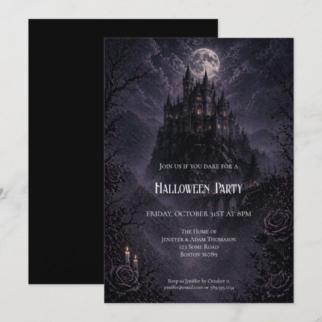Convites Haunted Castle Halloween Party invitation (Frente/Verso)