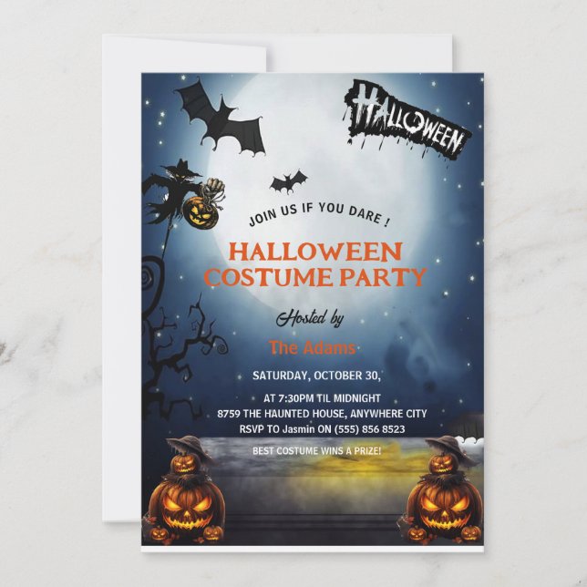Convites Haunted Halloween Costume Party Invitation  (Frente)