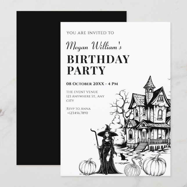 Convites Haunted house birthday  (Frente/Verso)
