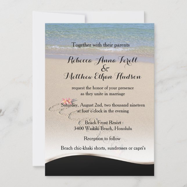 Convites Havaí Aloha Plumeria Flower Beach Invites (Frente)