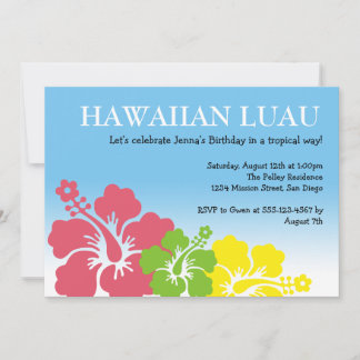 Convites Havaí Luau hibiscus flores da ilha tropical