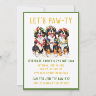 Convites Havaiano Bernese Mountain Dogs Flower Lei